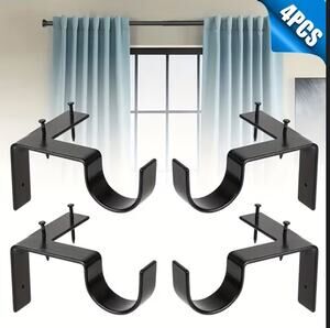4 No-Drill Curtain Rod Bracket Adjustable with Easy Installation